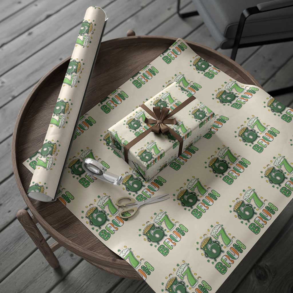 Funny St Patricks Day Six Seven Meme Wrapping Paper Roll Irish American Gift TS12 Beige Print Your Wear