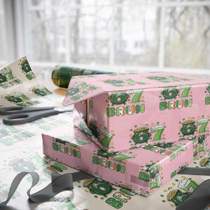 Funny St Patricks Day Six Seven Meme Wrapping Paper Roll Irish American Gift TS12 Light Pink Print Your Wear