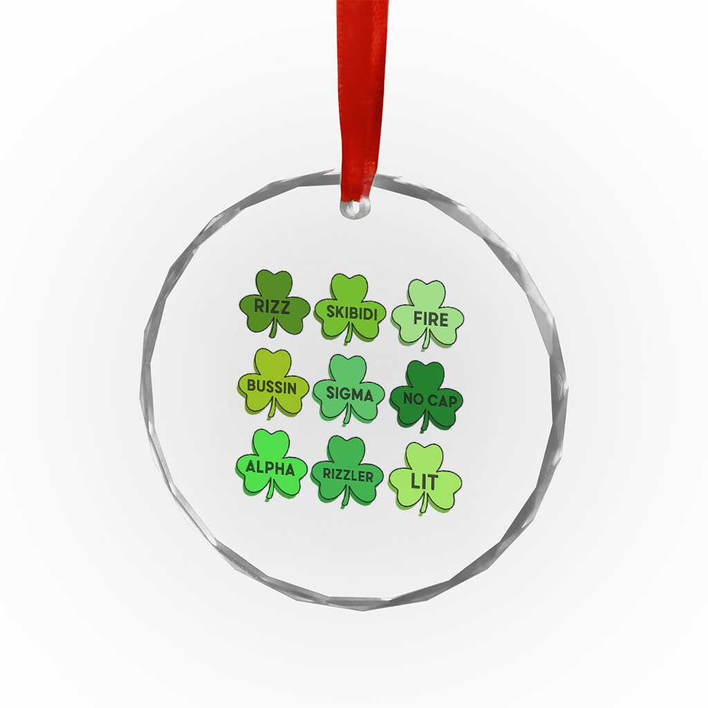 Funny St Patricks Day Skibi Rizz Crystal Glass Ornament No Cap TS02 Print Your Wear