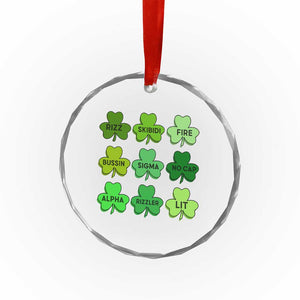 Funny St Patricks Day Skibi Rizz Crystal Glass Ornament No Cap - Print Your Wear