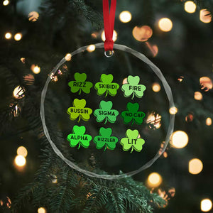 Funny St Patricks Day Skibi Rizz Crystal Glass Ornament No Cap - Print Your Wear