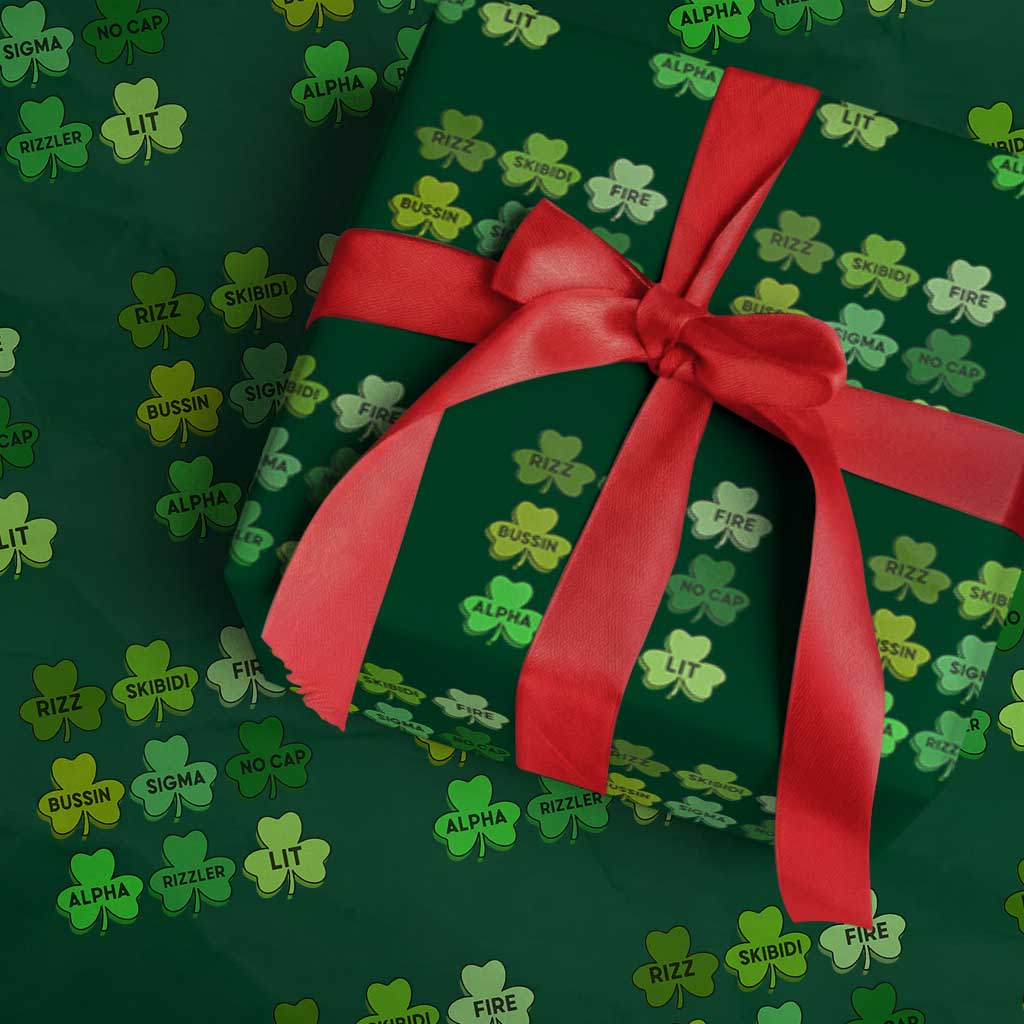 Funny St Patricks Day Skibi Rizz Wrapping Paper Roll No Cap TS02 Green Print Your Wear