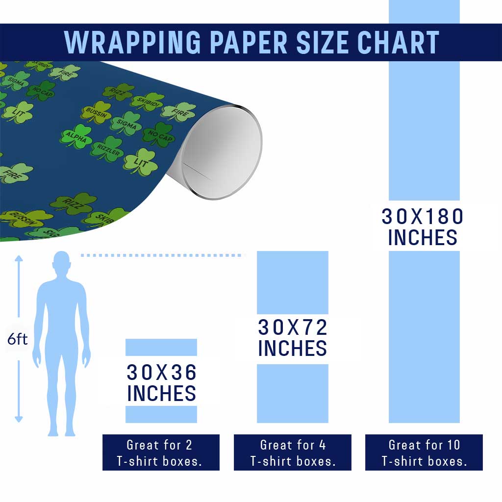 Funny St Patricks Day Skibi Rizz Wrapping Paper Roll No Cap TS02 Print Your Wear