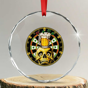Funny St Patricks Day Skull Crystal Glass Ornament Darts Player Gift TS12 Transparent Glass 3'' Circle Print Your Wear