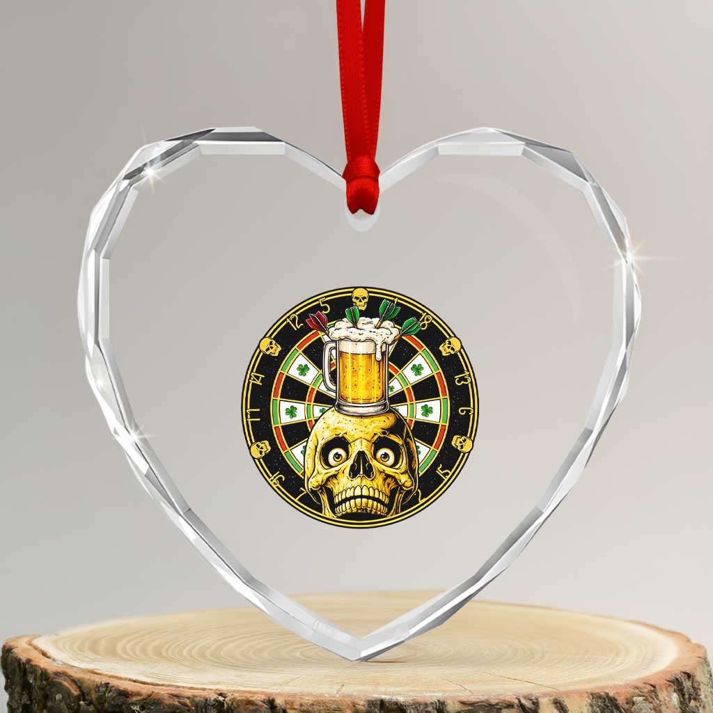 Funny St Patricks Day Skull Heart Crystal Glass Ornament Darts Player Gift TS12 Transparent Glass 3'' Heart Print Your Wear