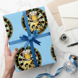 Funny St Patricks Day Skull Wrapping Paper Roll Darts Player Gift TS12 Light Blue Print Your Wear