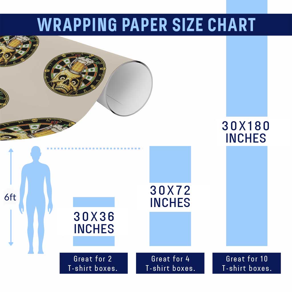 Funny St Patricks Day Skull Wrapping Paper Roll Darts Player Gift TS12 Print Your Wear