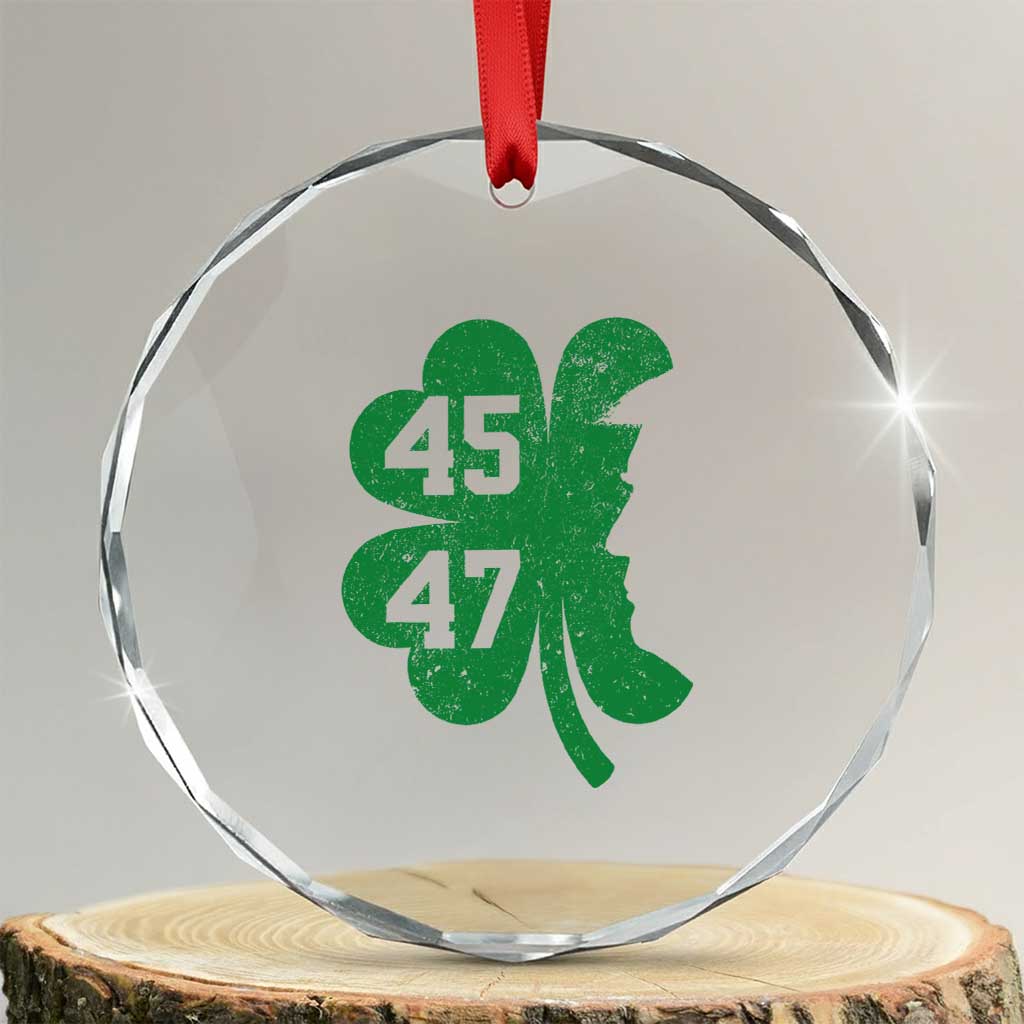 Funny St Patrick's Day Trump 45 47 Crystal Glass Ornament US President Lucky Shamrock - Print Your Wear