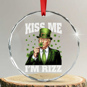 Funny St Patrick's Day Trump Crystal Glass Ornament Kiss Me I'm Rizz - Print Your Wear
