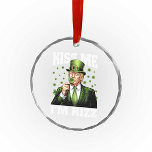 Funny St Patrick's Day Trump Crystal Glass Ornament Kiss Me I'm Rizz - Print Your Wear