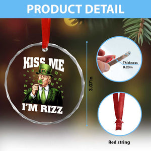 Funny St Patrick's Day Trump Crystal Glass Ornament Kiss Me I'm Rizz - Print Your Wear