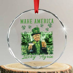 Funny St Patrick's Day Trump Crystal Glass Ornament Make America Lucky Again - Print Your Wear