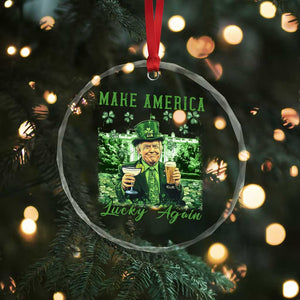 Funny St Patrick's Day Trump Crystal Glass Ornament Make America Lucky Again - Print Your Wear