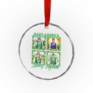 Funny St Patrick's Day Trump Crystal Glass Ornament Make America Lucky Again Shamrock Retro - Print Your Wear