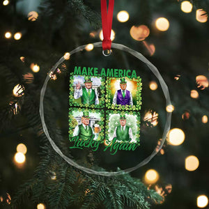 Funny St Patrick's Day Trump Crystal Glass Ornament Make America Lucky Again Shamrock Retro - Print Your Wear