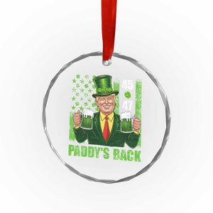 Funny St Patrick's Day Trump Crystal Glass Ornament Paddy's Back 45 47 President USA Flag - Print Your Wear