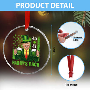 Funny St Patrick's Day Trump Crystal Glass Ornament Paddy's Back 45 47 President USA Flag - Print Your Wear