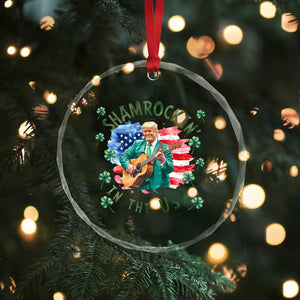 Funny St Patrick's Day Trump Crystal Glass Ornament Shamrockin in The USA Funny - Print Your Wear