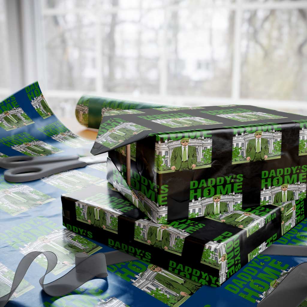 Funny St Patrick's Day Trump Wrapping Paper Roll Daddy's Home White House TS02 Black Print Your Wear