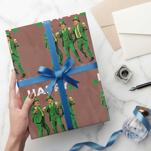 Funny St Patrick's Day Trump Wrapping Paper Roll Dancing Saint Patrick TS02 Mocha Print Your Wear