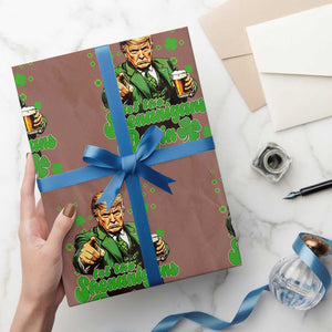 Funny St Patrick's Day Trump Wrapping Paper Roll Let The Shenanigans Begin TS02 Mocha Print Your Wear