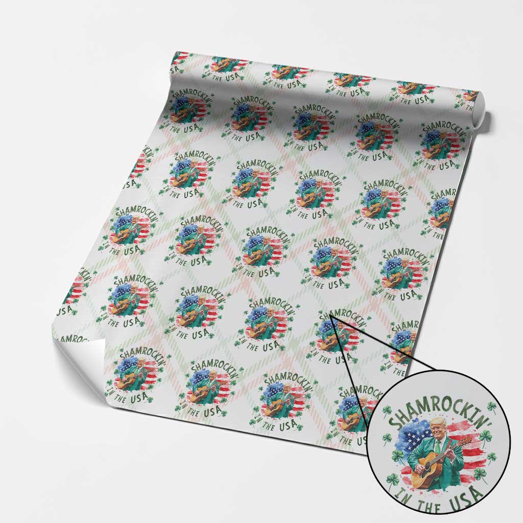 Funny St Patrick's Day Trump Wrapping Paper Roll Shamrockin in The USA Funny TS02 Christmas Plaid Print Your Wear
