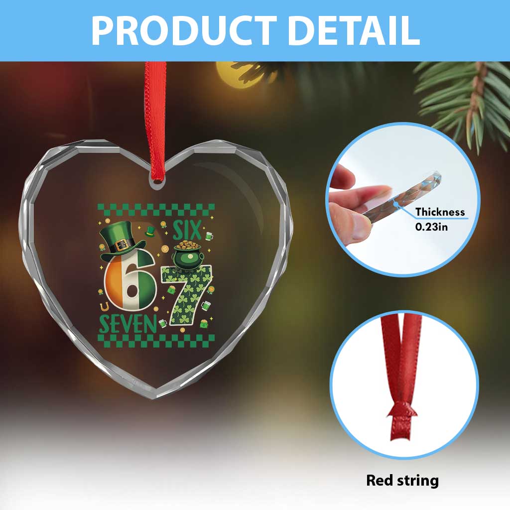 Funny St Patricks Six Seven Heart Crystal Glass Ornament Gen Z Irish Gift TS12 Print Your Wear