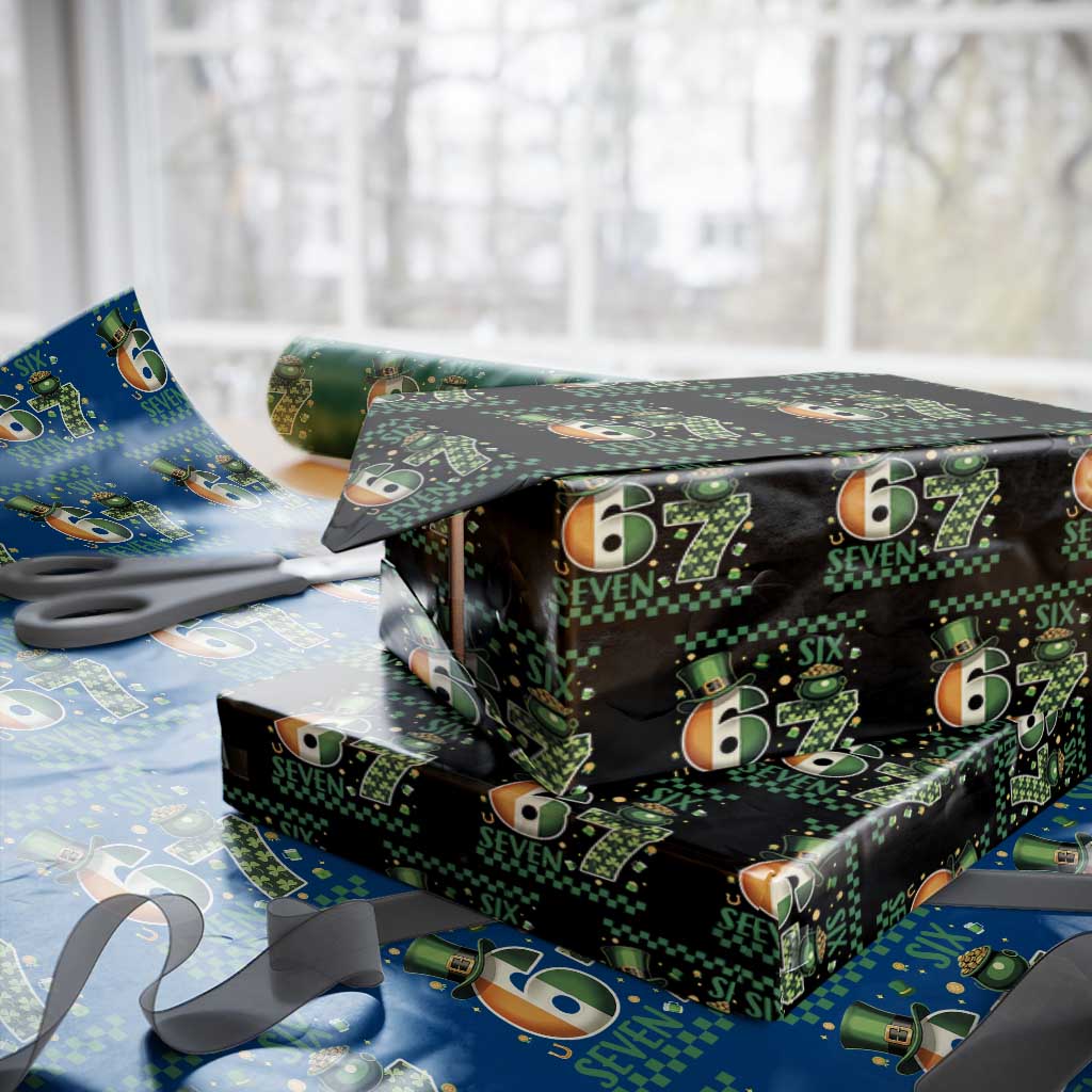 Funny St Patricks Six Seven Wrapping Paper Roll Gen Z Irish Gift TS12 Black Print Your Wear