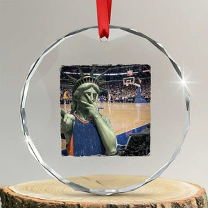 Funny Statue Of Liberty Basketball Selfie Graphic Crystal Glass Ornament TS12 Transparent Glass 3'' Circle Print Your Wear
