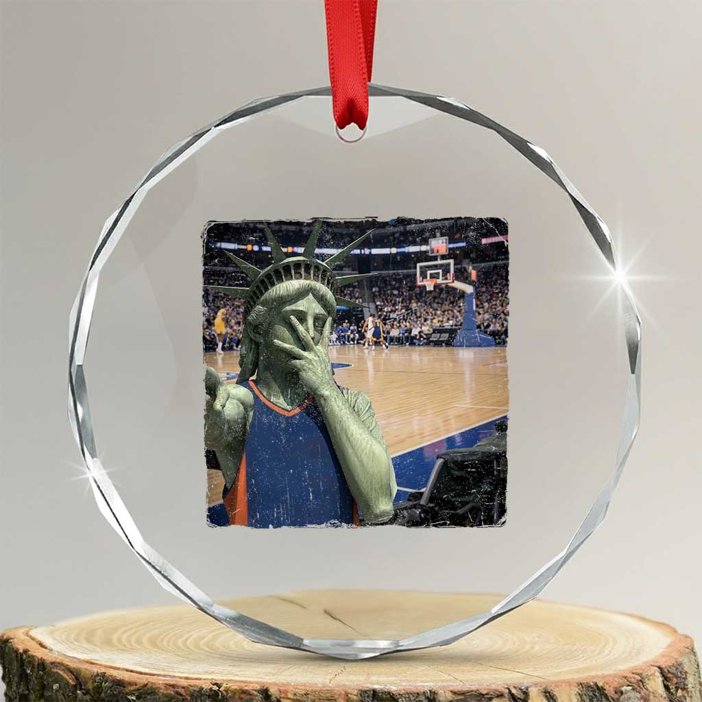 Funny Statue Of Liberty Basketball Selfie Graphic Crystal Glass Ornament TS12 Transparent Glass 3'' Circle Print Your Wear