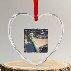 Funny Statue Of Liberty Basketball Selfie Graphic Heart Crystal Glass Ornament