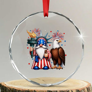 Funny Statue Of Liberty Gnome Crystal Glass Ornament Patriotic 4th Of July