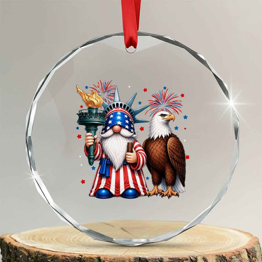 Funny Statue Of Liberty Gnome Crystal Glass Ornament Patriotic 4th Of July TS12 Transparent Glass 3'' Circle Print Your Wear