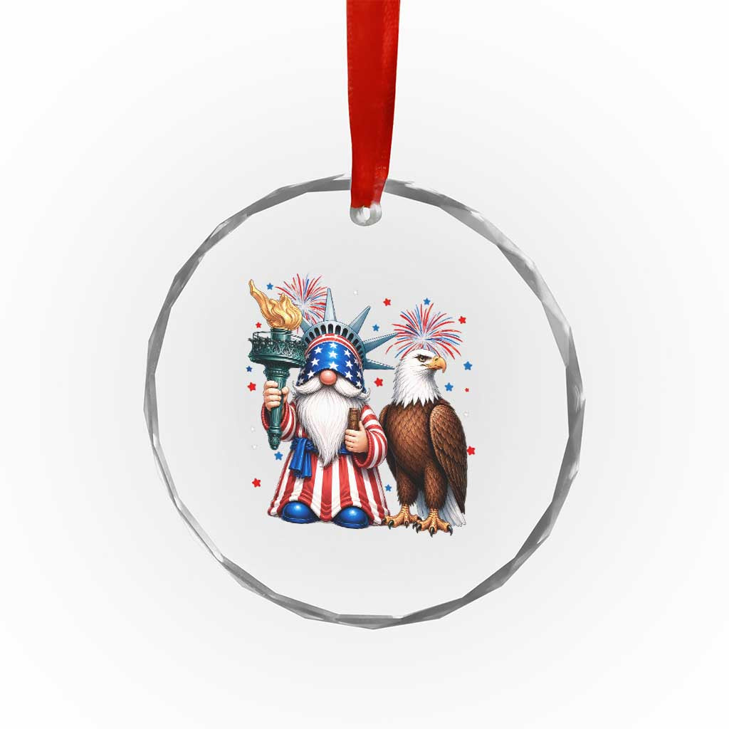 Funny Statue Of Liberty Gnome Crystal Glass Ornament Patriotic 4th Of July