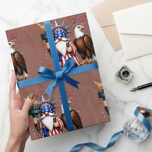 Funny Statue Of Liberty Gnome Wrapping Paper Roll Patriotic 4th Of July