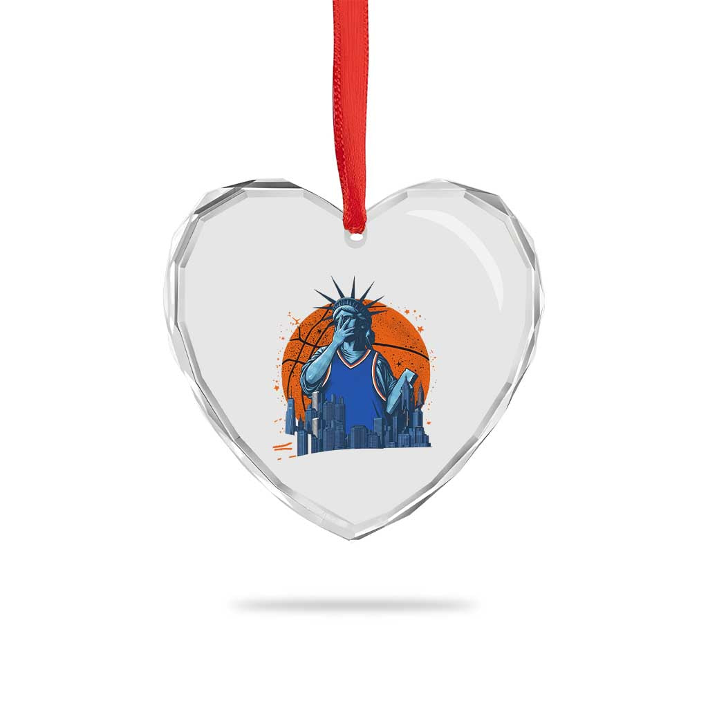 Funny Statue Of Liberty Hoops Fan Heart Crystal Glass Ornament New York Sports Gift