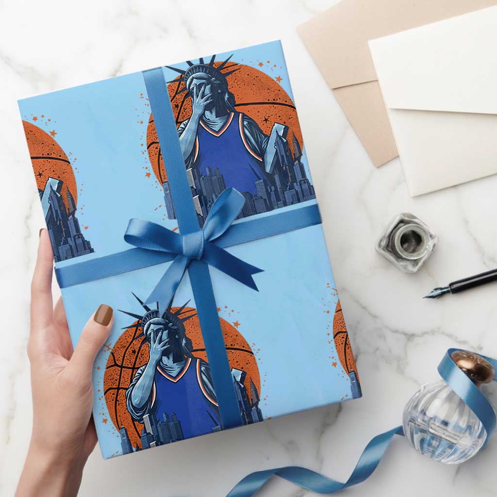 Funny Statue Of Liberty Hoops Fan Wrapping Paper Roll New York Sports Gift