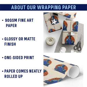 Funny Statue Of Liberty Hoops Fan Wrapping Paper Roll New York Sports Gift