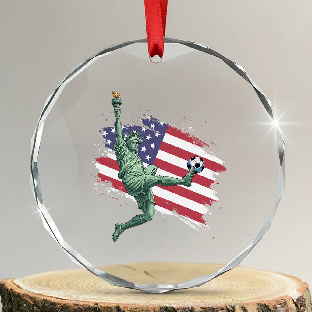 Funny Statue Of Liberty Playing Soccer Crystal Glass Ornament New Yorker Fan Gift TS12 Transparent Glass 3'' Circle Print Your Wear