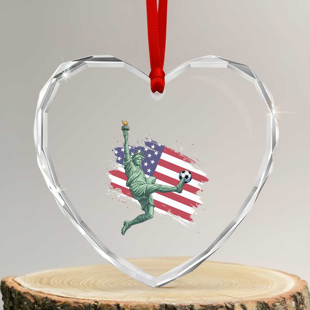 Funny Statue Of Liberty Playing Soccer Heart Crystal Glass Ornament New Yorker Fan Gift TS12 Transparent Glass 3'' Heart Print Your Wear
