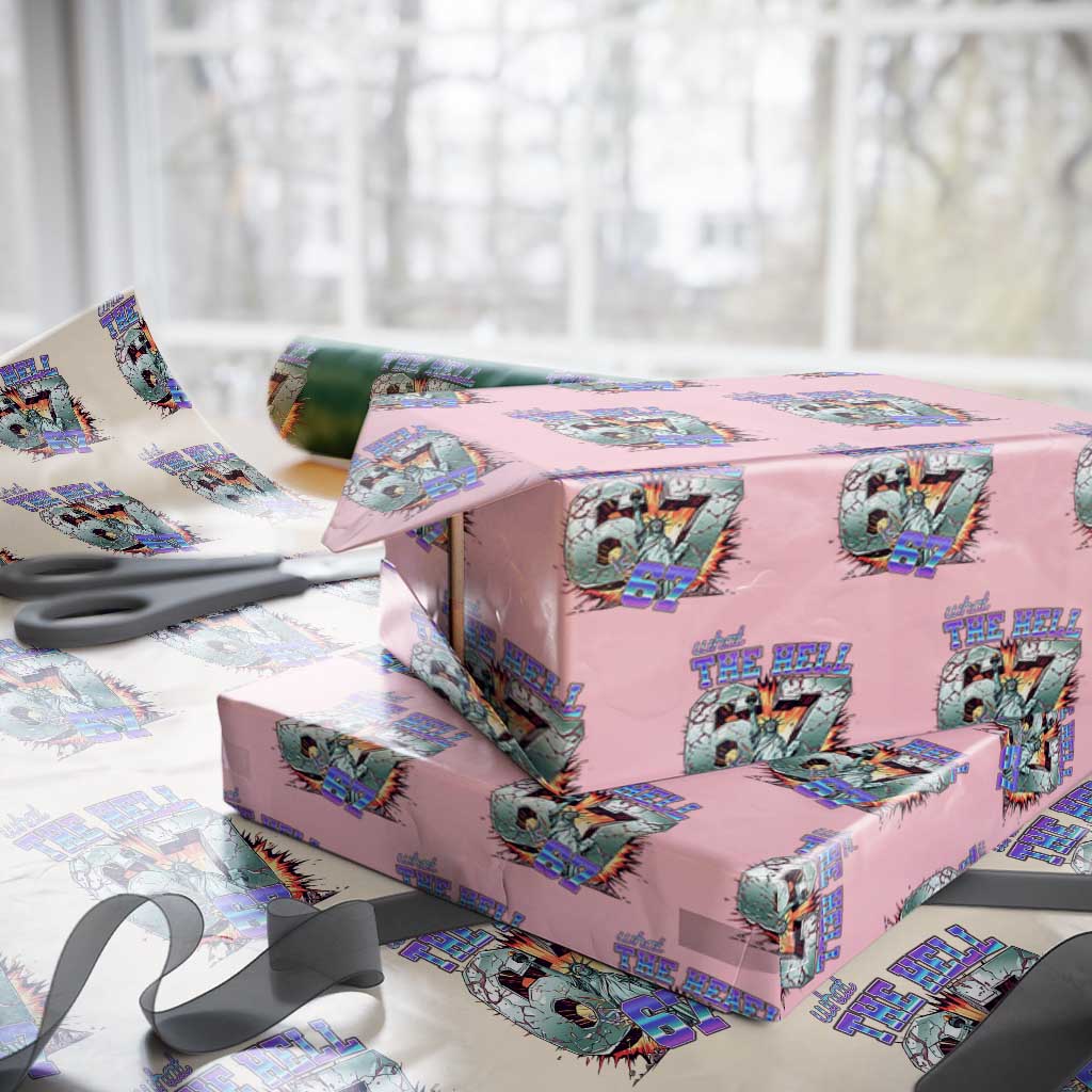 Funny Statue Of Liberty Six Seven Meme Wrapping Paper Roll What The Hell Is 67 Gift TS12 Light Pink Print Your Wear