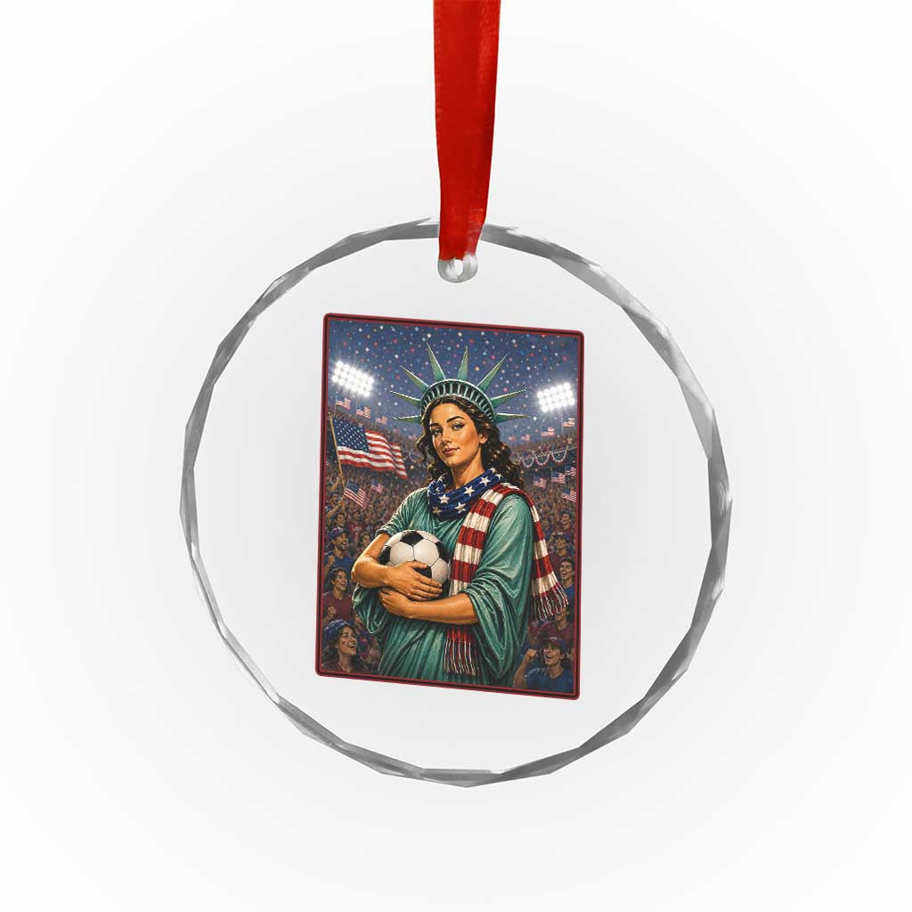 Funny Statue Of Liberty Soccer Gift Crystal Glass Ornament USA Football Pride