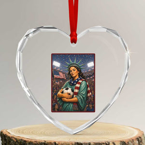 Funny Statue Of Liberty Soccer Gift Heart Crystal Glass Ornament USA Football Pride