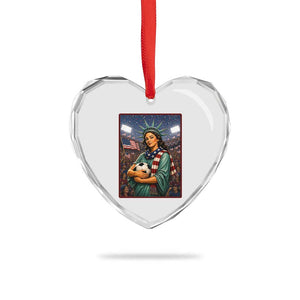 Funny Statue Of Liberty Soccer Gift Heart Crystal Glass Ornament USA Football Pride