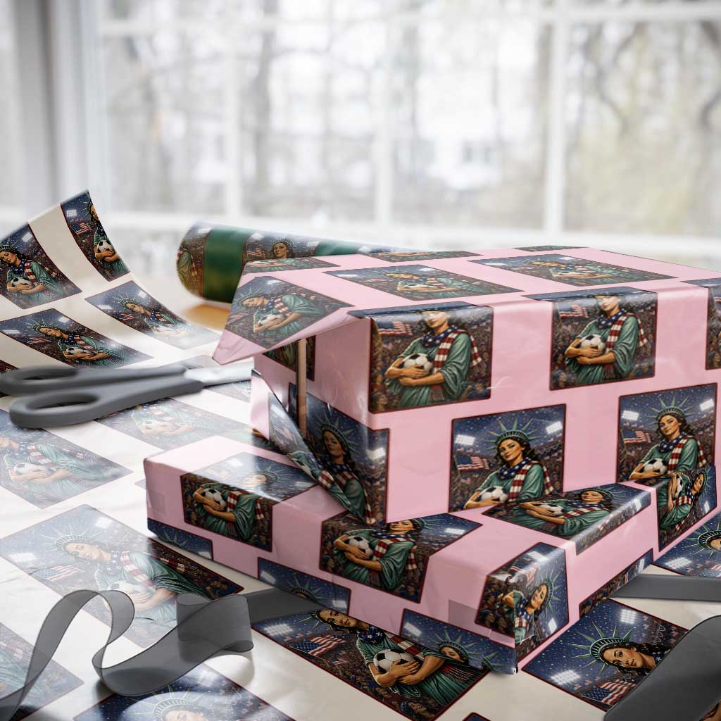 Funny Statue Of Liberty Soccer Gift Wrapping Paper Roll USA Football Pride