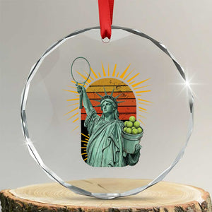 Funny Statue Of Liberty Tennis Player Crystal Glass Ornament Patriotic Sports Lover TS12 Transparent Glass 3'' Circle Print Your Wear