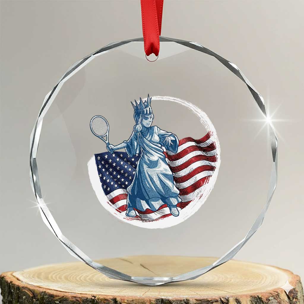 Funny Statue Of Liberty Tennis Player Crystal Glass Ornament USA Pride Female Tennis Gift TS12 Transparent Glass 3'' Circle Print Your Wear