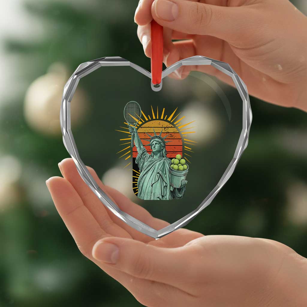 Funny Statue Of Liberty Tennis Player Heart Crystal Glass Ornament Patriotic Sports Lover TS12 Print Your Wear