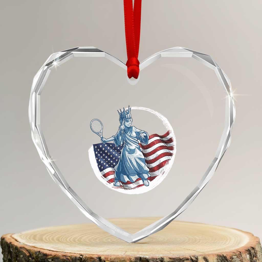 Funny Statue Of Liberty Tennis Player Heart Crystal Glass Ornament USA Pride Female Tennis Gift TS12 Transparent Glass 3'' Heart Print Your Wear