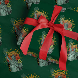 Funny Statue Of Liberty Tennis Player Wrapping Paper Roll Patriotic Sports Lover TS12 Green Print Your Wear